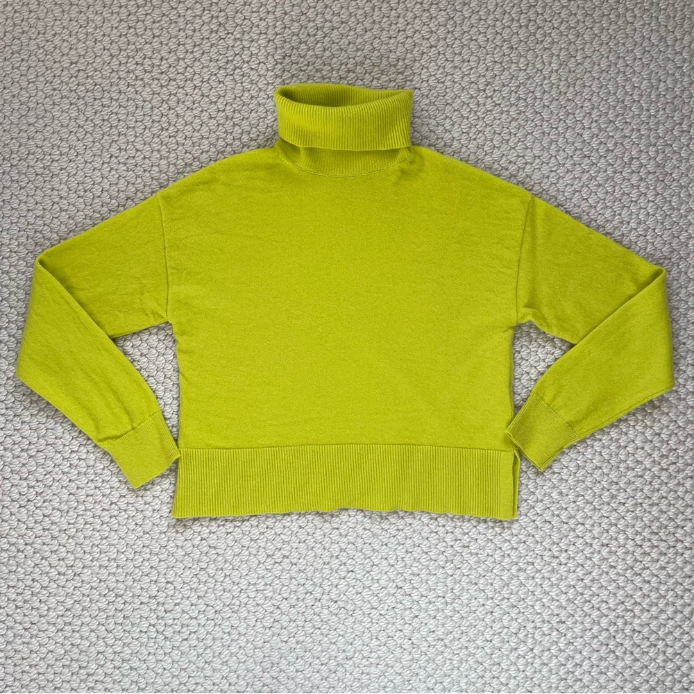 & Other Stories acid green cashmere turtleneck sweater